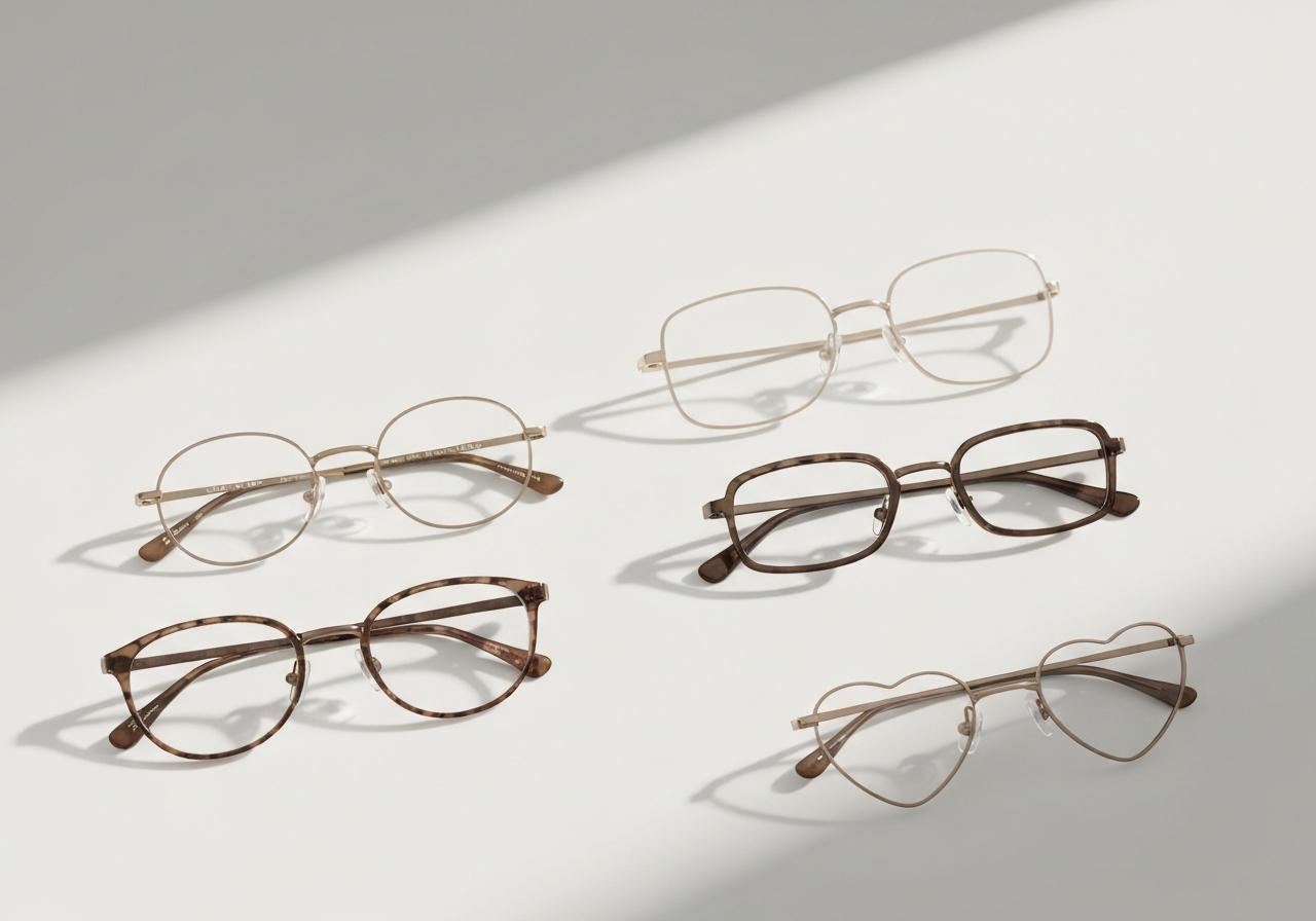 Assortiment de montures de lunettes sur fond neutre