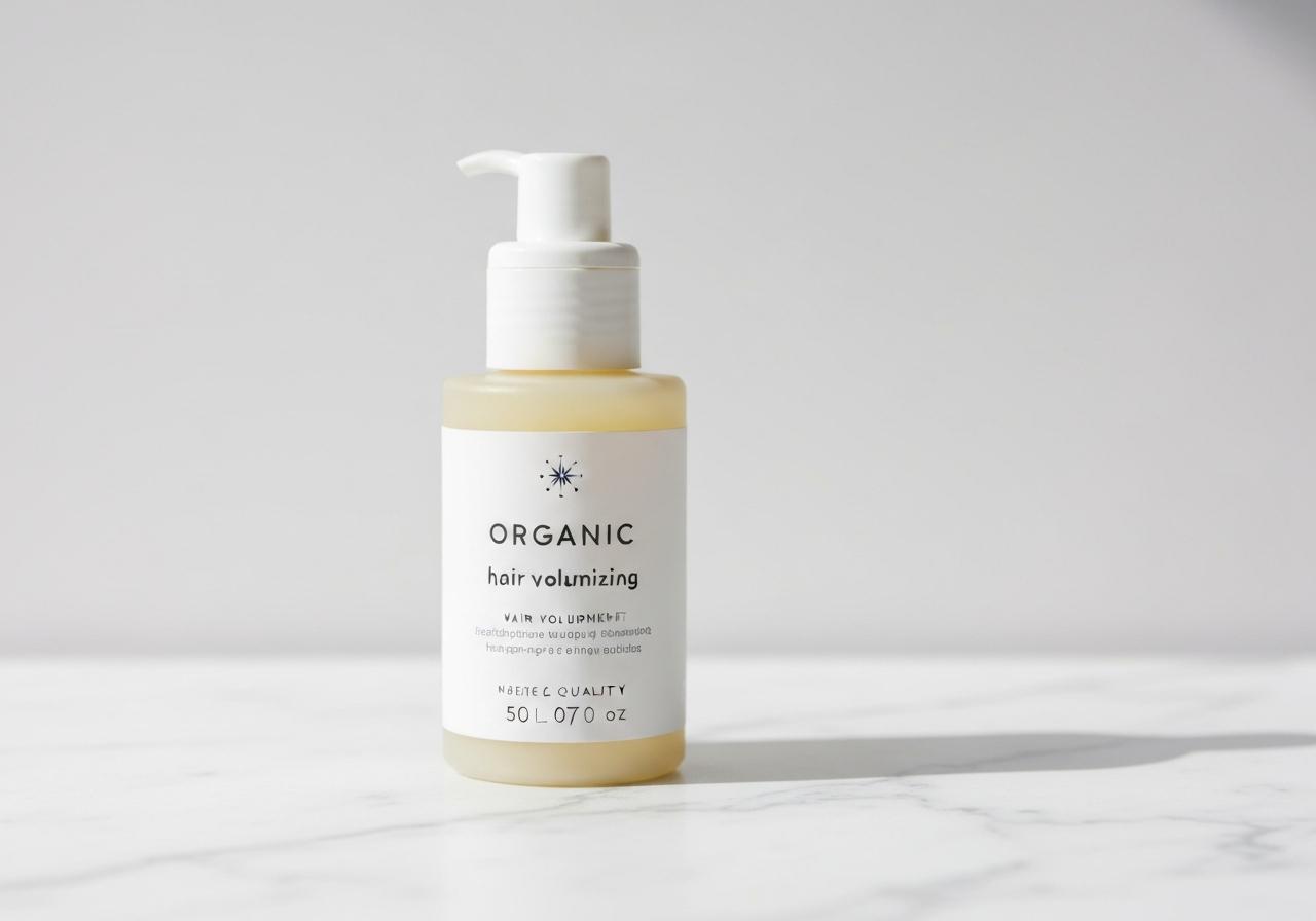 Flacon de soin capillaire naturel fond blanc épuré