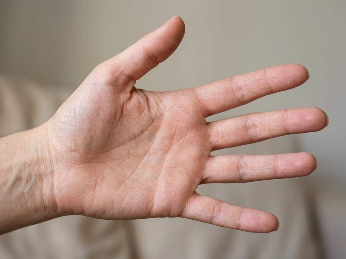 Paume de main avec lignes visibles gros plan